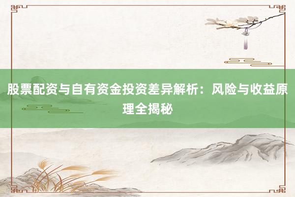 股票配资与自有资金投资差异解析：风险与收益原理全揭秘